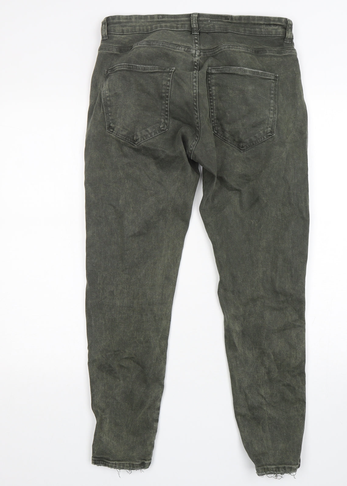 Zara Womens Green  Cotton Skinny Jeans Size 32 in L28 in Regular