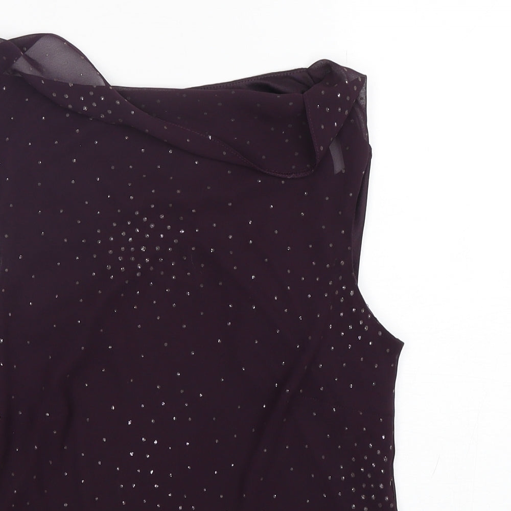 BHS Womens Purple  Polyester Basic Blouse Size 12 Round Neck