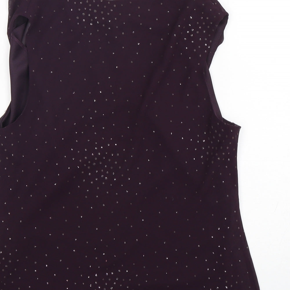 BHS Womens Purple  Polyester Basic Blouse Size 12 Round Neck