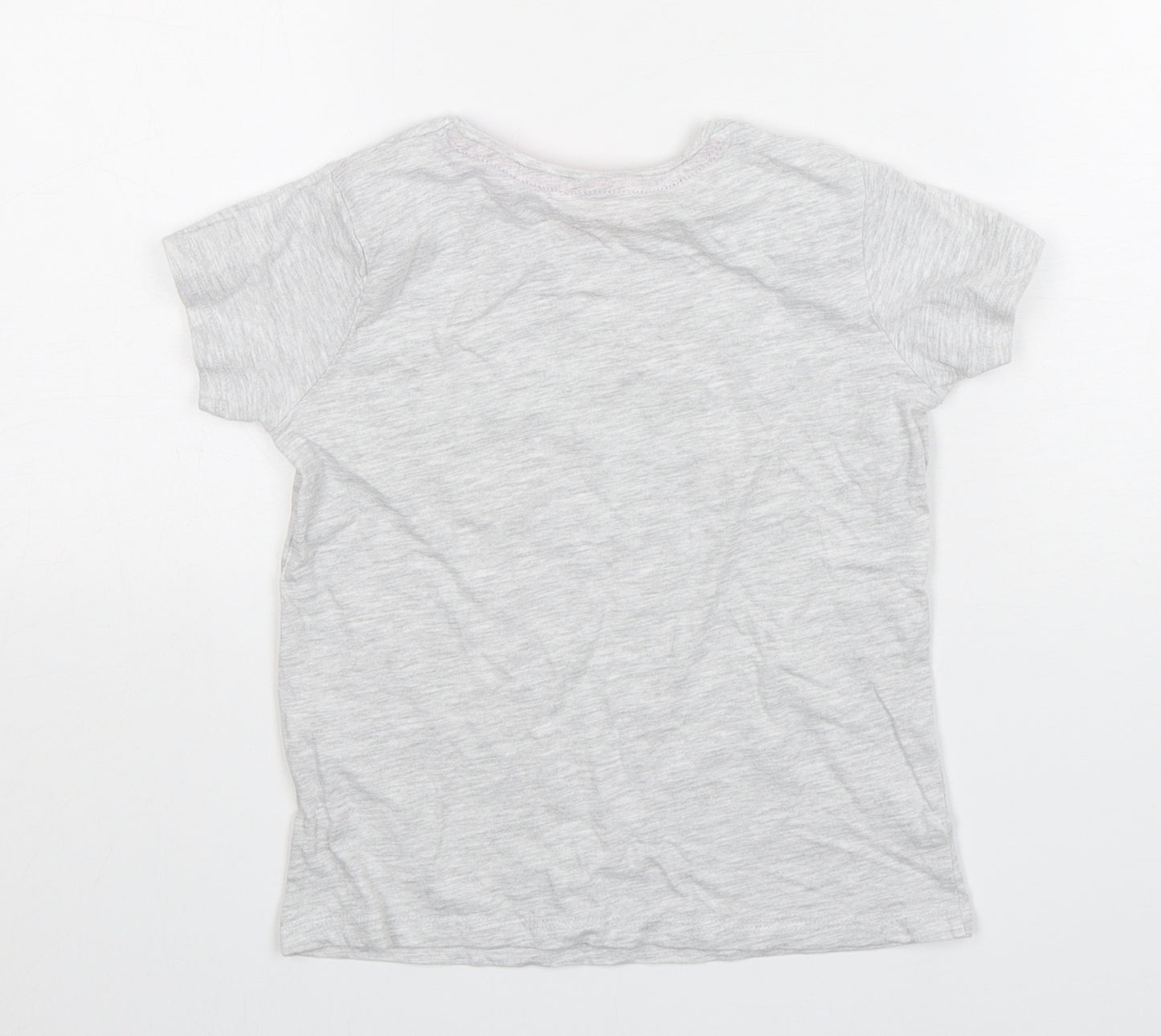 Primark Girls Grey  Cotton Basic T-Shirt Size 5-6 Years Round Neck