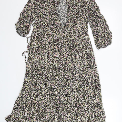 New Look Womens Multicoloured Floral Viscose A-Line  Size 10  Round Neck