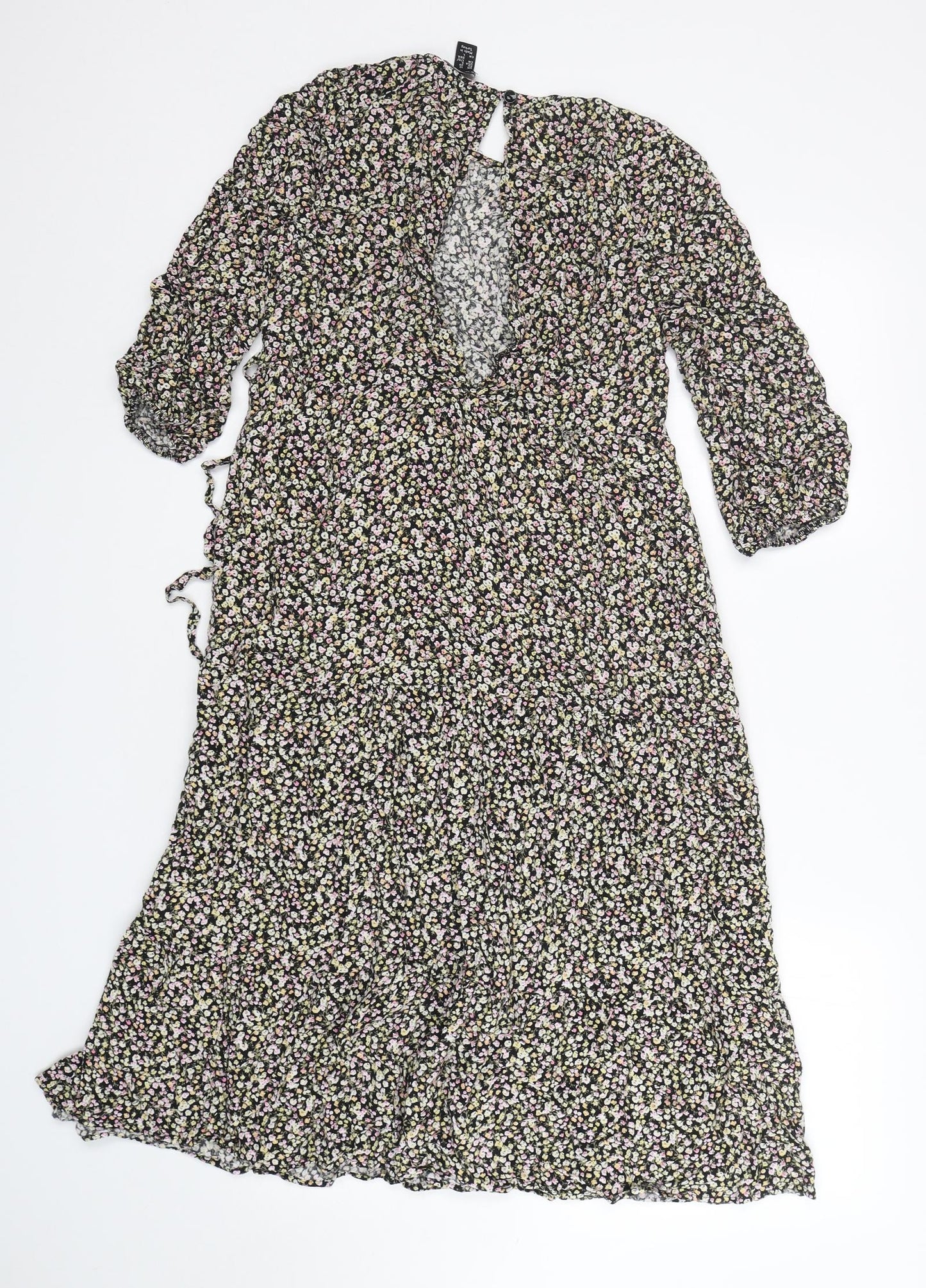 New Look Womens Multicoloured Floral Viscose A-Line  Size 10  Round Neck
