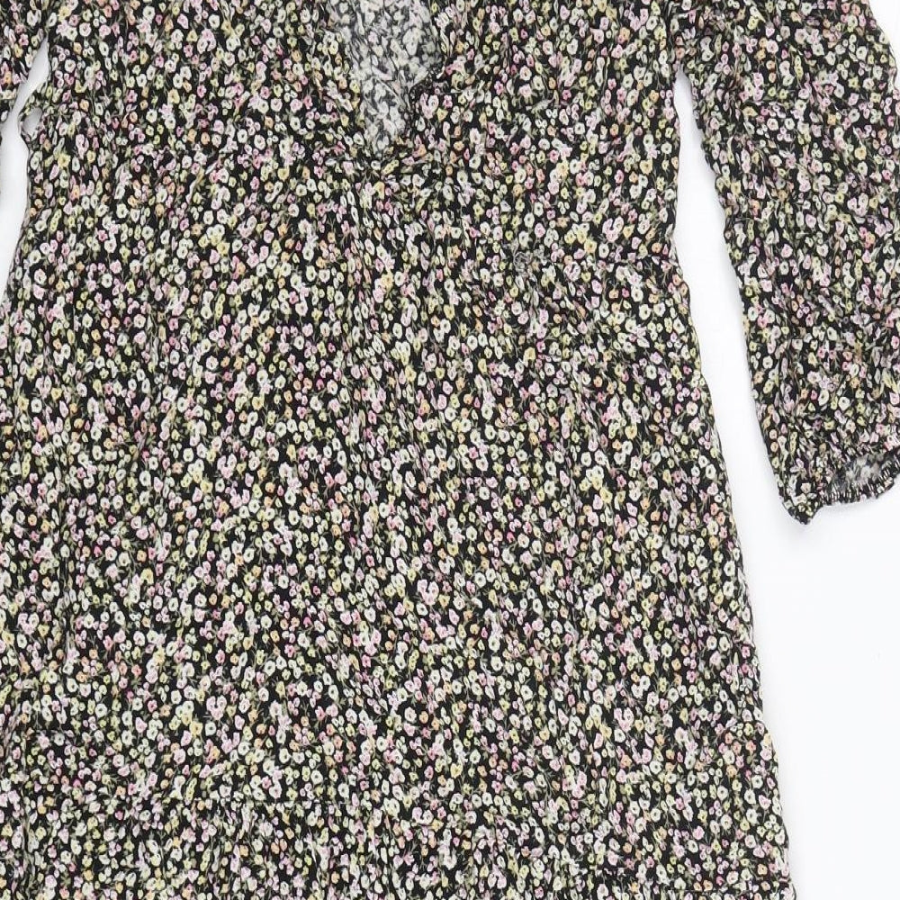 New Look Womens Multicoloured Floral Viscose A-Line  Size 10  Round Neck