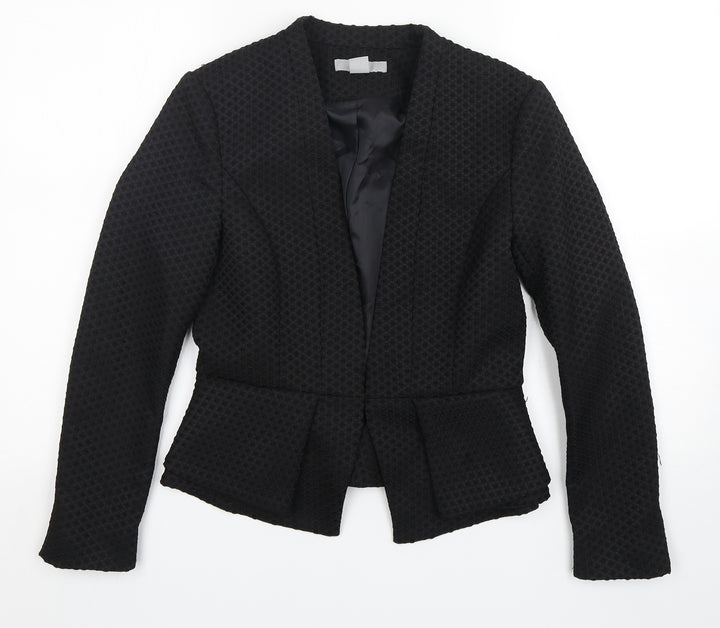 H&M Womens Black Polyester Jacket Blazer Size 8