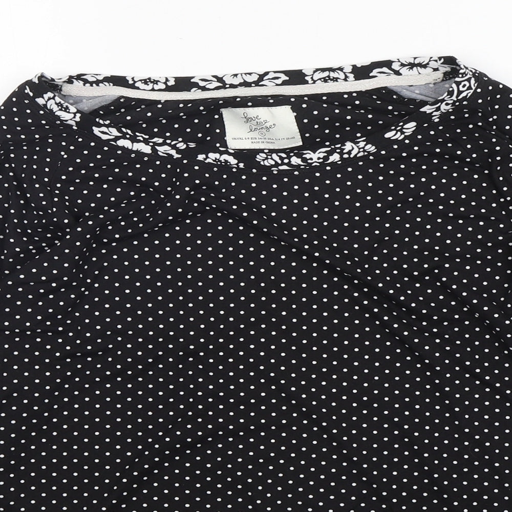 Primark Womens Black Polka Dot Polyester Top Pyjama Top Size S