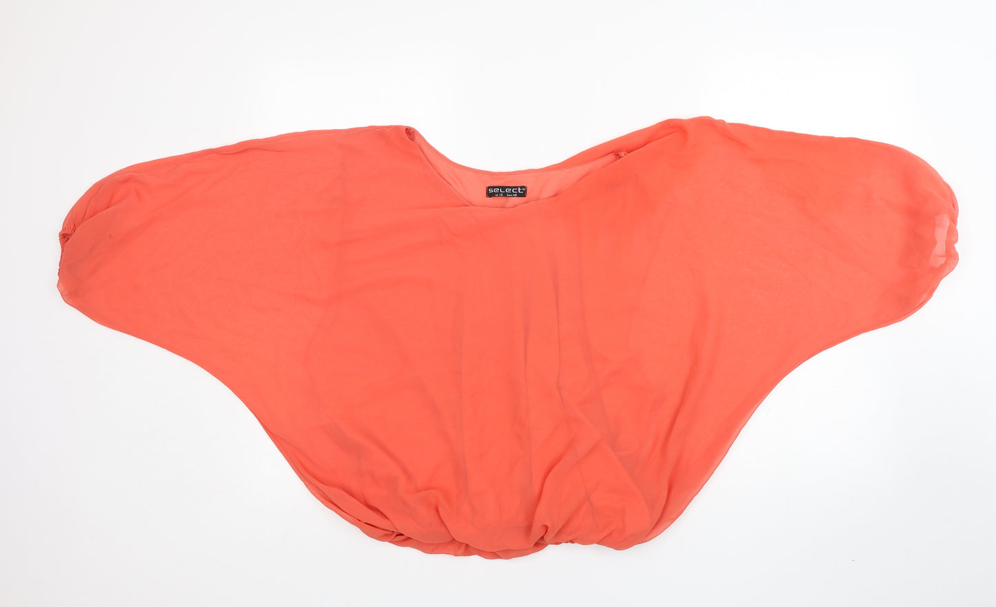 Select Womens Orange  Polyester Basic Blouse Size 12 Round Neck
