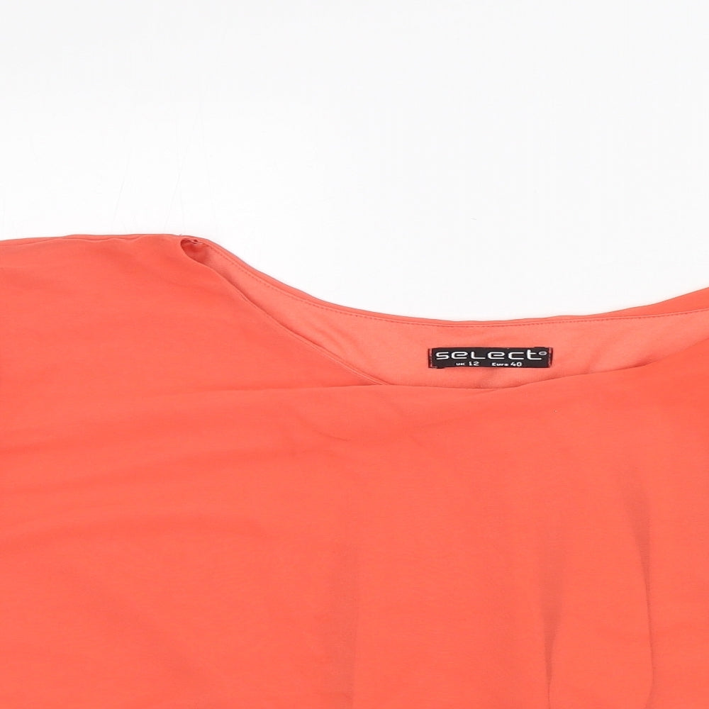 Select Womens Orange  Polyester Basic Blouse Size 12 Round Neck