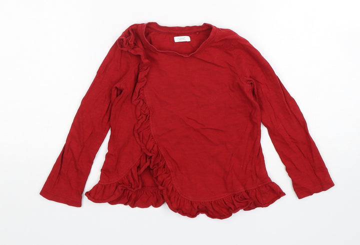 NEXT Girls Red  Cotton Basic T-Shirt Size 3 Years Round Neck