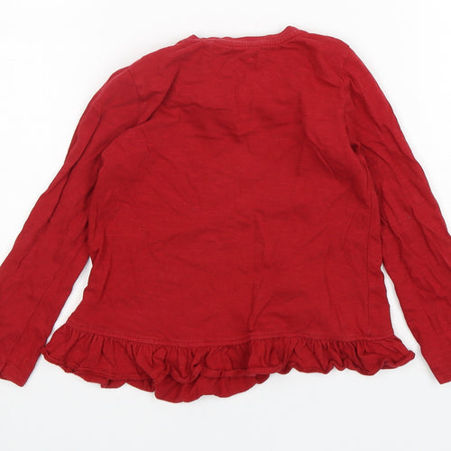 NEXT Girls Red  Cotton Basic T-Shirt Size 3 Years Round Neck