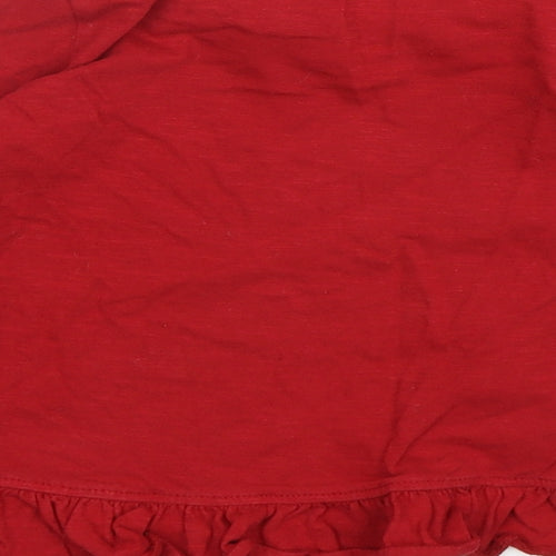 NEXT Girls Red  Cotton Basic T-Shirt Size 3 Years Round Neck