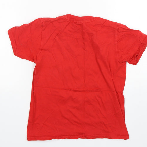 Gildan  Girls Red Animal Print Cotton Basic T-Shirt Size 7-8 Years Round Neck  - Snowdon