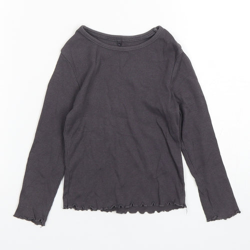 George Boys Grey  Cotton Basic T-Shirt Size 3-4 Years Round Neck