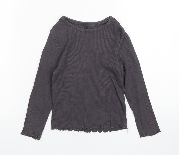 George Boys Grey  Cotton Basic T-Shirt Size 3-4 Years Round Neck
