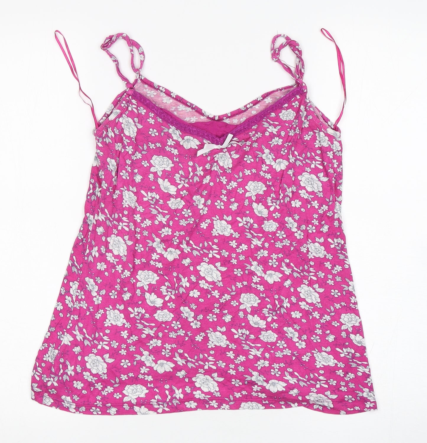 Primark Womens Pink Floral Viscose Cami Pyjama Top Size M