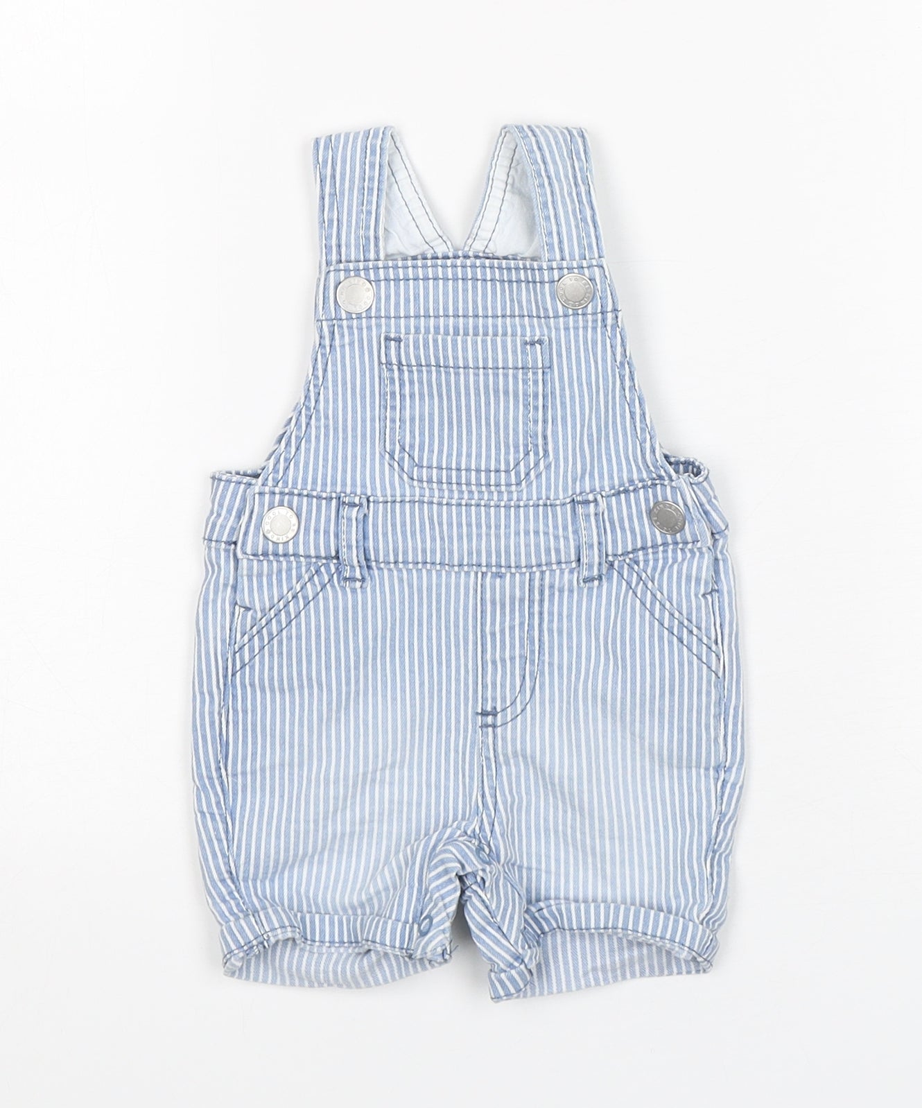 Primark Boys Blue Striped Cotton Dungaree One-Piece Size 3-6 Months