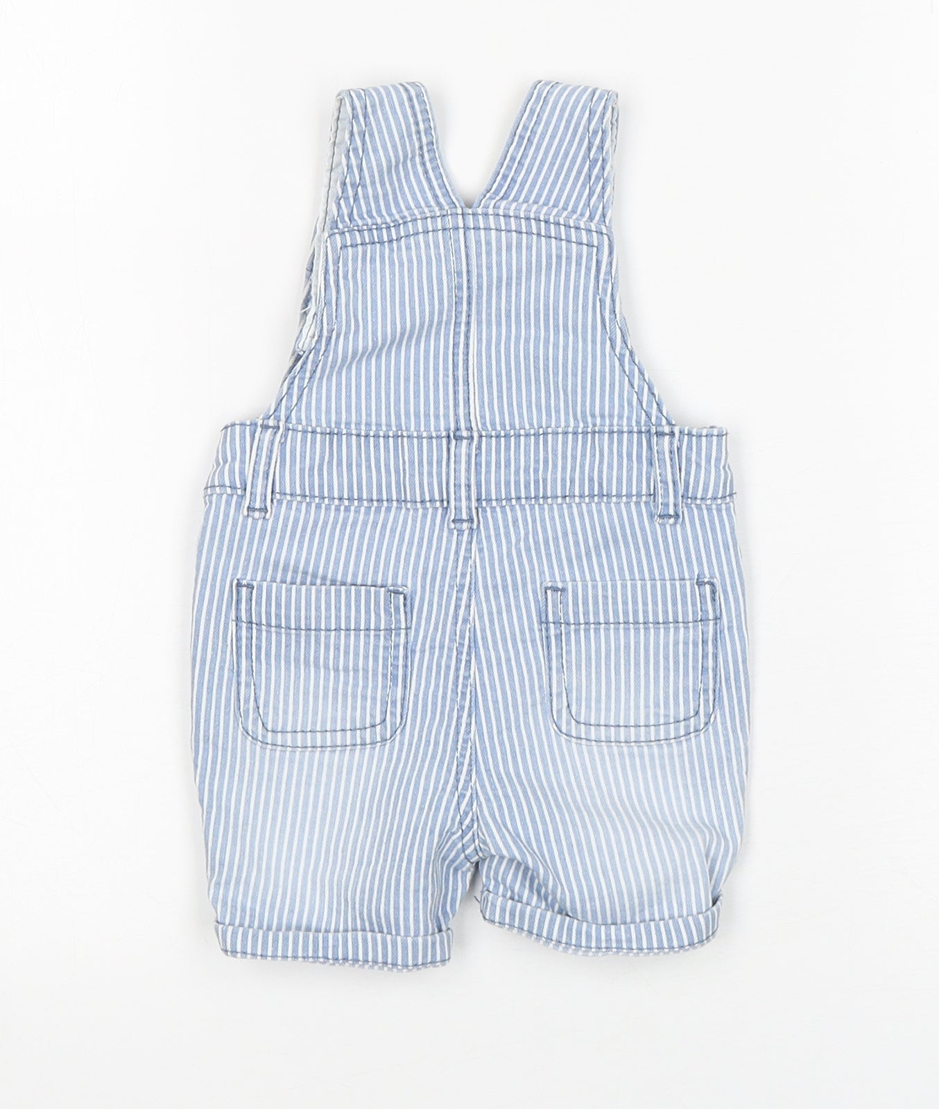 Primark Boys Blue Striped Cotton Dungaree One-Piece Size 3-6 Months