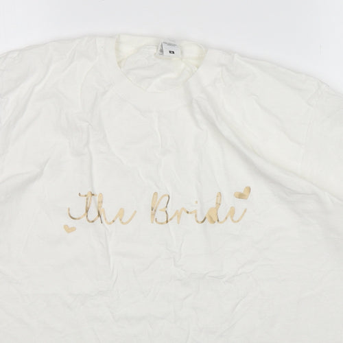 Fruit of the Loom Womens White  Cotton Basic T-Shirt Size M Round Neck - The Bride