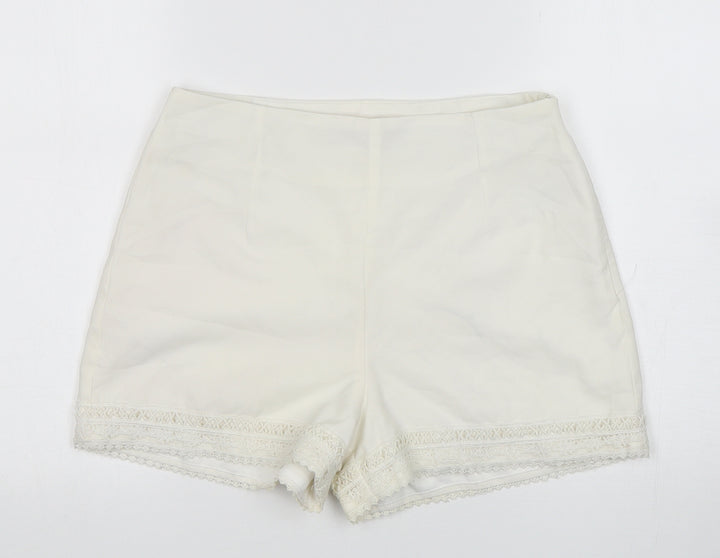 Boohoo Womens White Polyester Sailor Shorts Size 10 L3 in Regular Zip