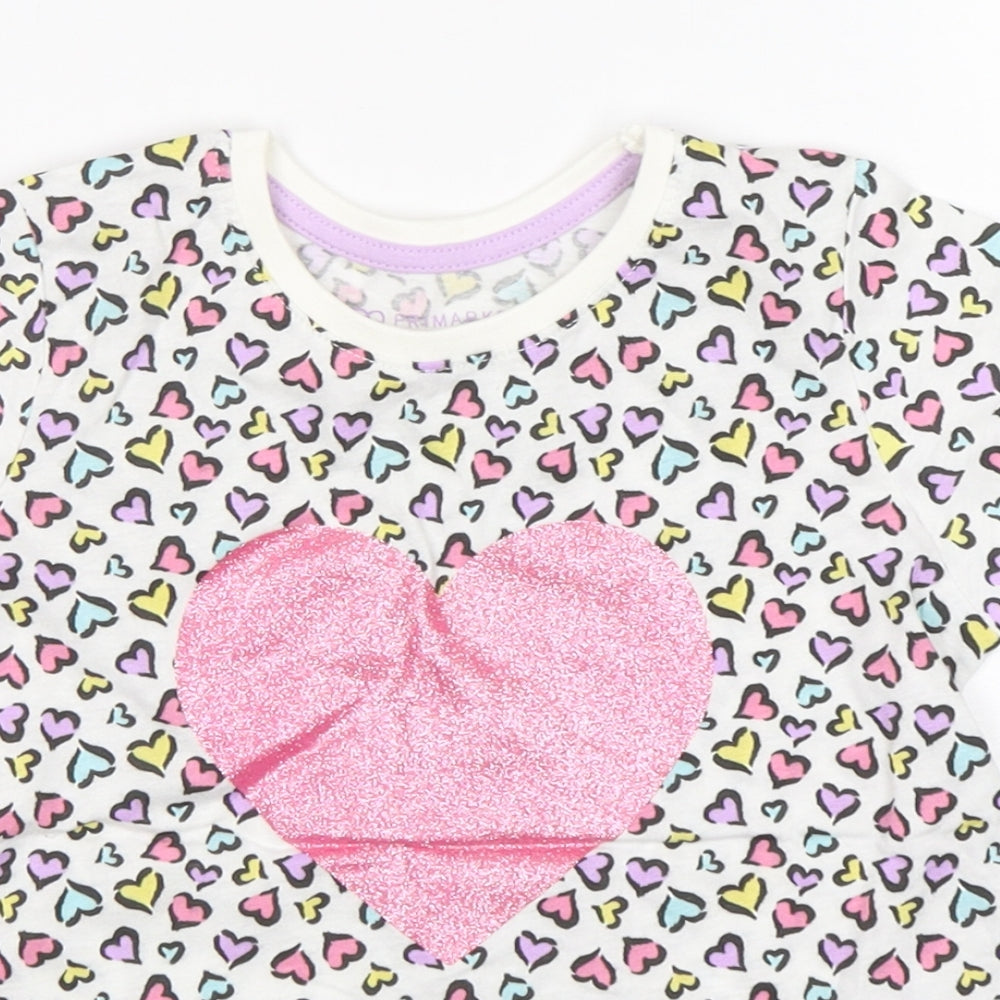 Primark Girls Multicoloured Spotted Cotton Basic T-Shirt Size 5-6 Years Round Neck Pullover