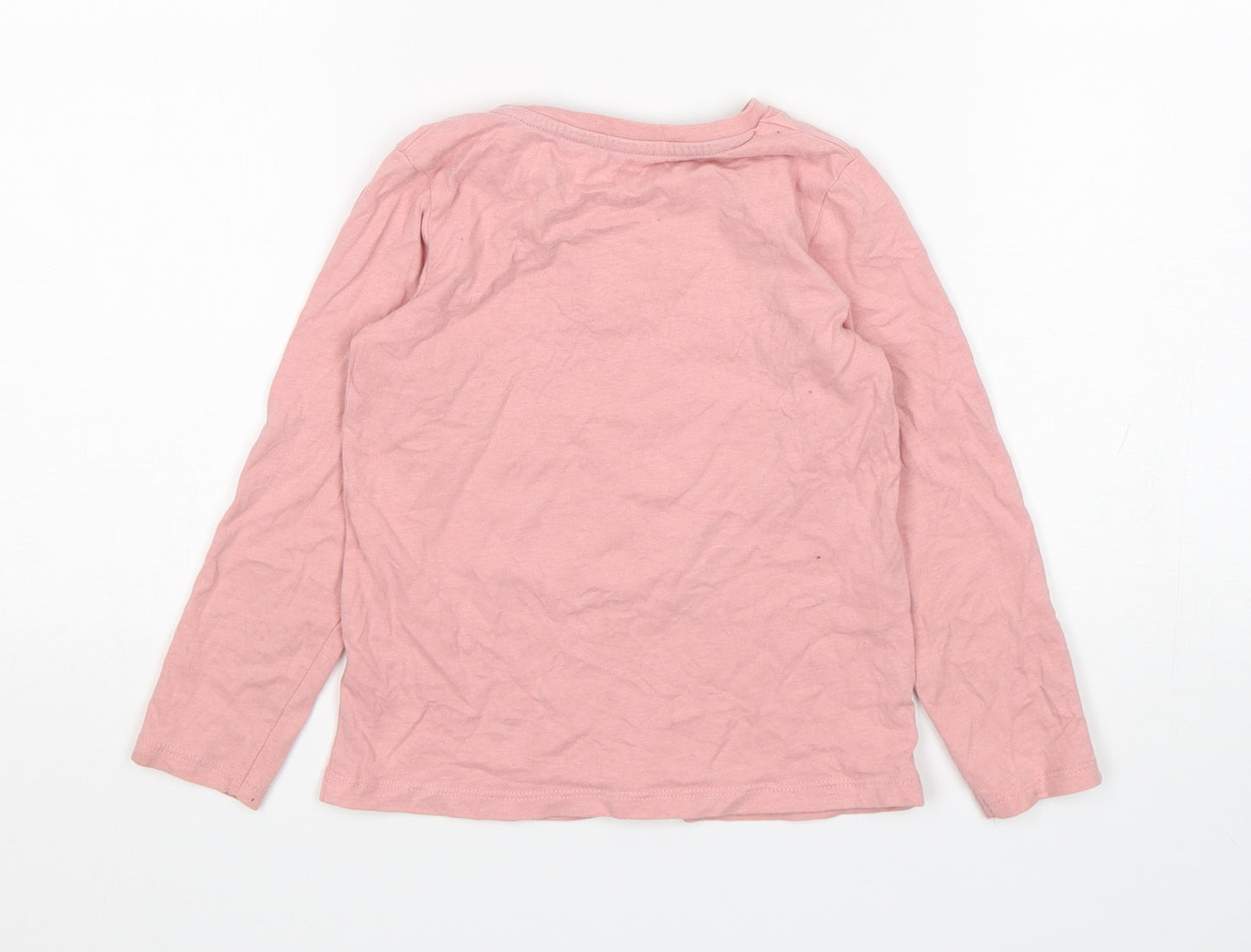 Nutmeg Girls Pink  Cotton Basic T-Shirt Size 5-6 Years Round Neck Pullover - Unicorn