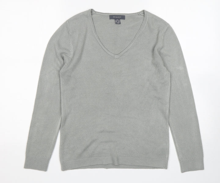 Primark Womens Grey V-Neck Acrylic Pullover Jumper Size 6