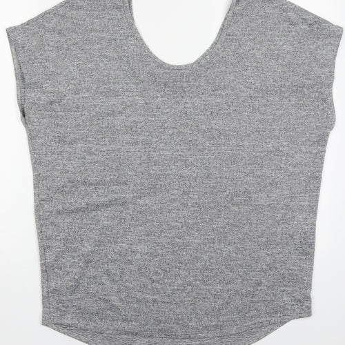 Boohoo Womens Grey  Polyester Basic T-Shirt Size 8 Round Neck