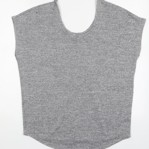 Boohoo Womens Grey  Polyester Basic T-Shirt Size 8 Round Neck
