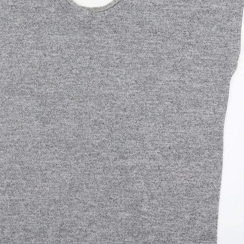 Boohoo Womens Grey  Polyester Basic T-Shirt Size 8 Round Neck