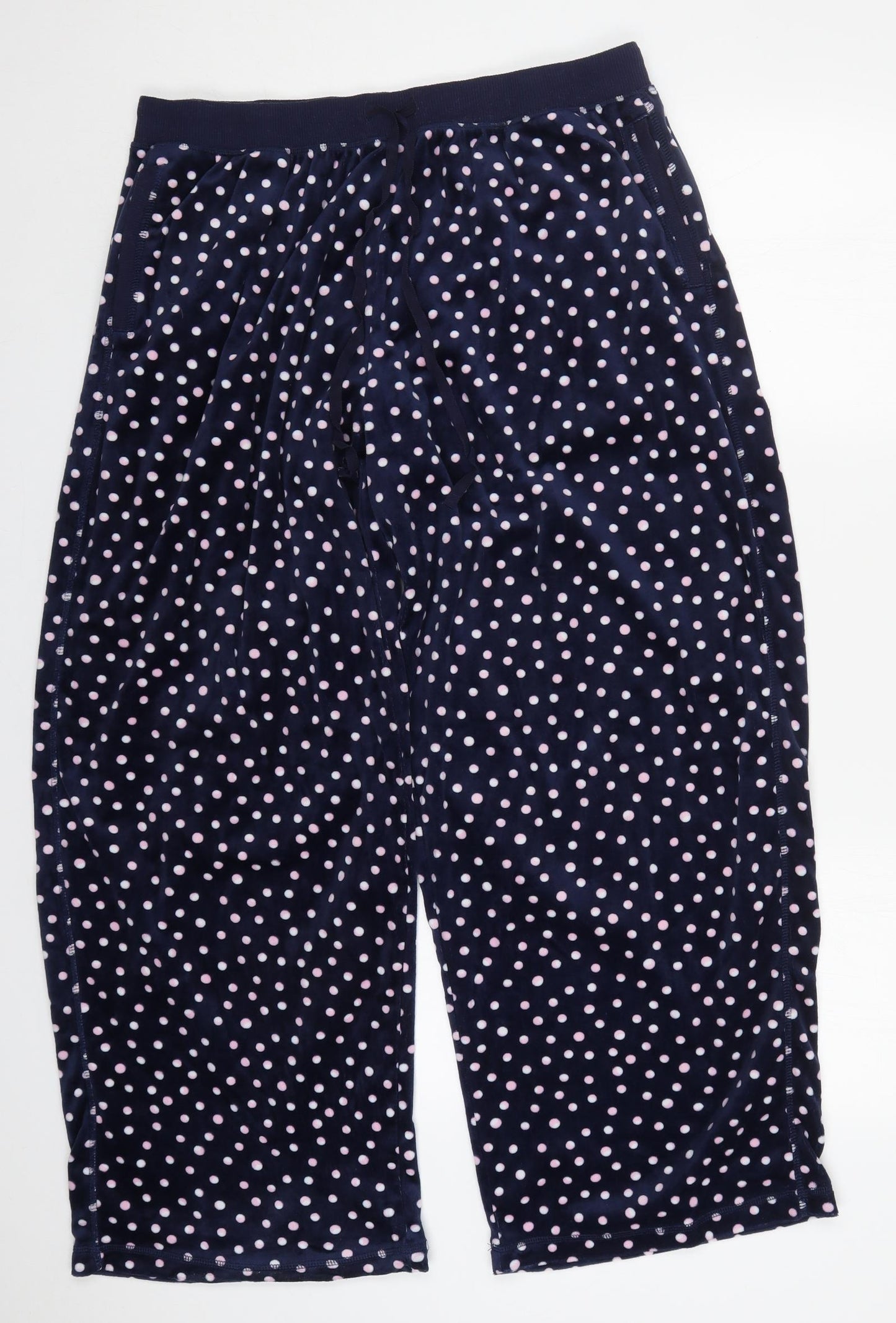 Preworn Womens Blue Polka Dot Polyester Trousers  Size XL L29 in Regular Drawstring - Pyjama Pants