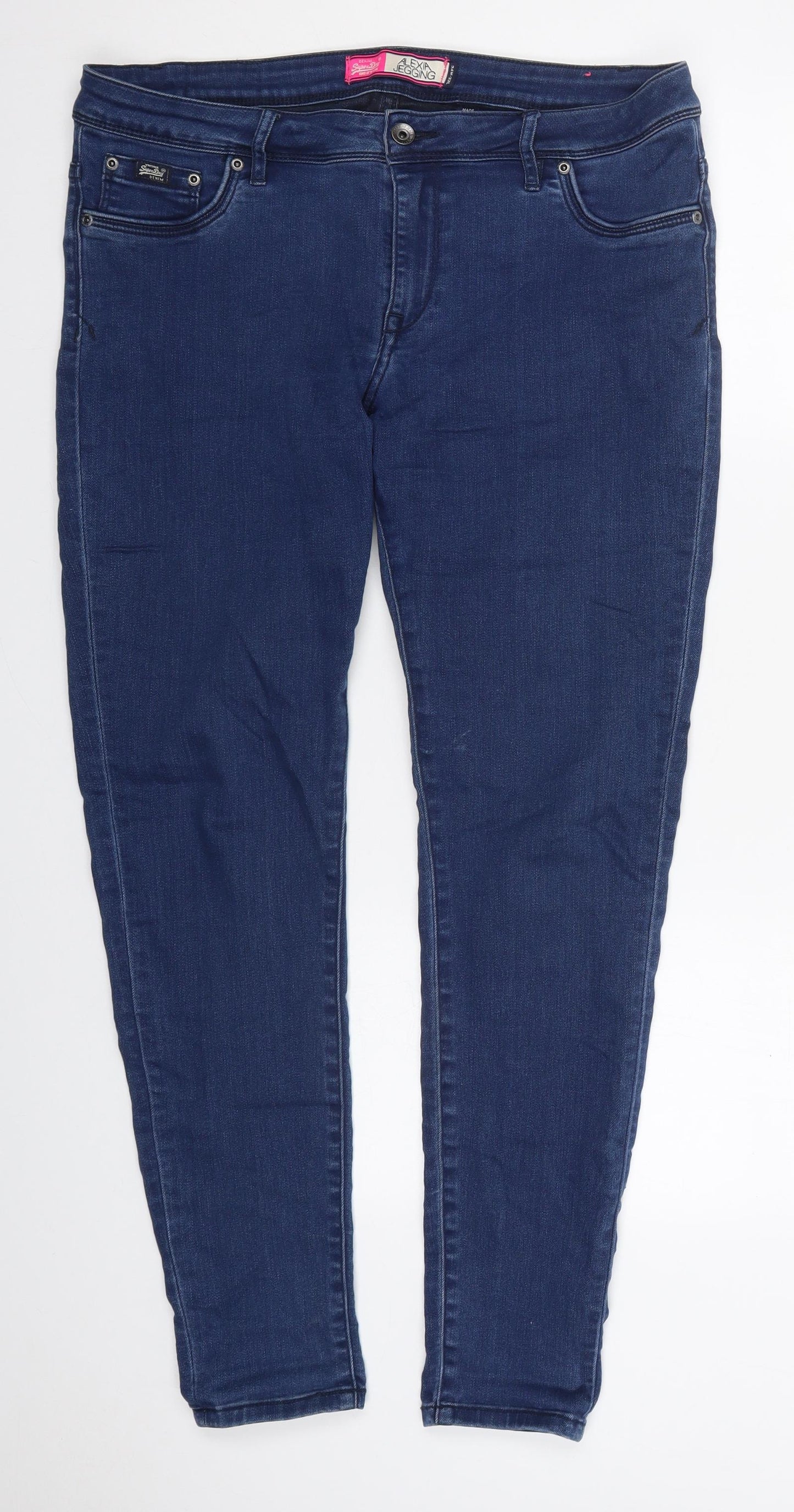 Superdry Womens Blue  Cotton Skinny Jeans Size 34 in L32 in Regular Button