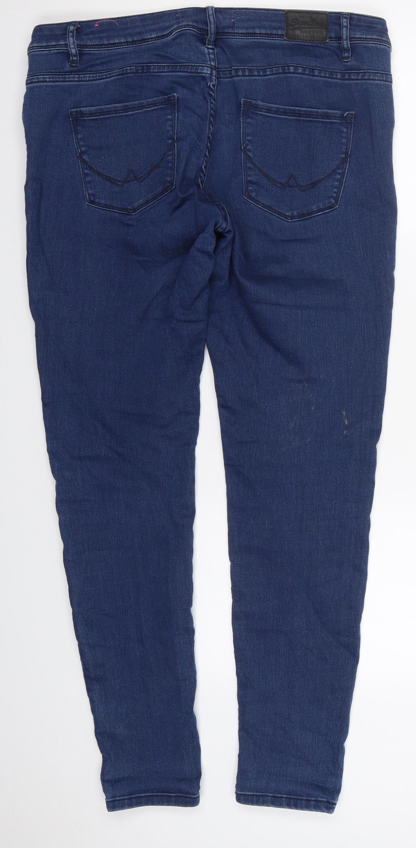 Superdry Womens Blue  Cotton Skinny Jeans Size 34 in L32 in Regular Button