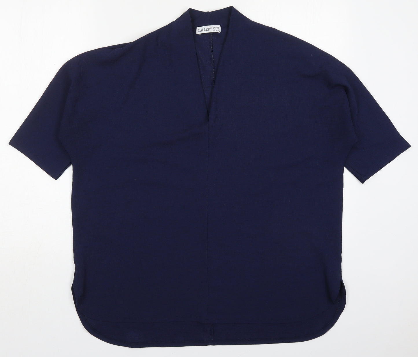 Gallery Womens Blue  Polyester  T-Shirt Size L V-Neck