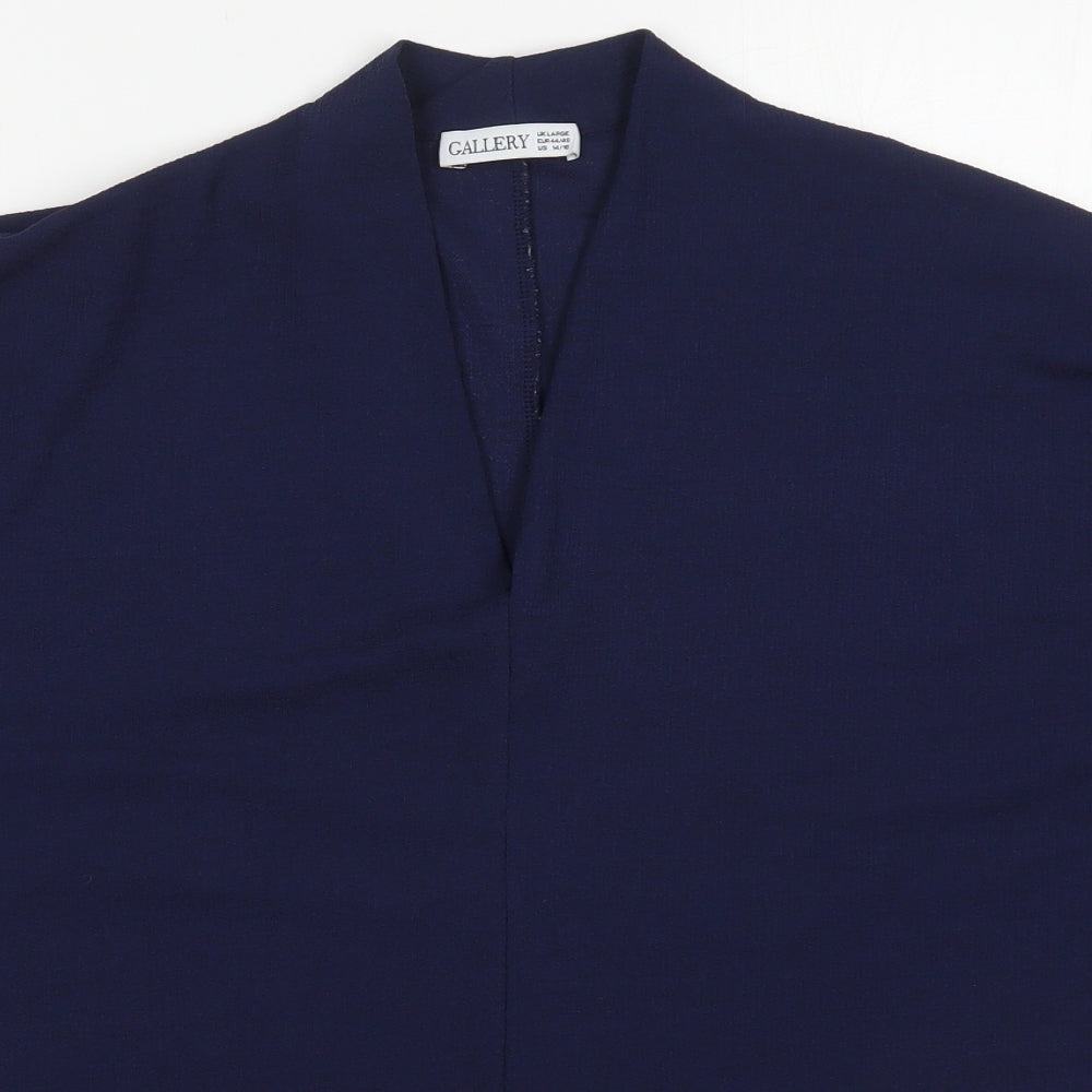 Gallery Womens Blue  Polyester  T-Shirt Size L V-Neck