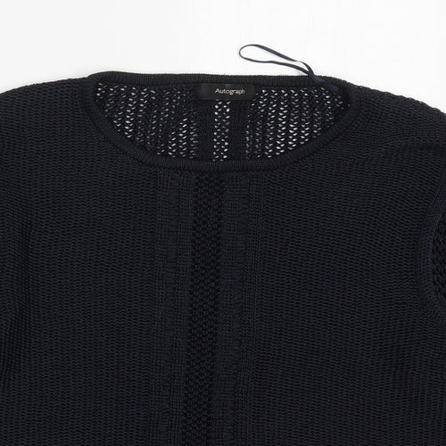 Marks and Spencer Womens Blue Round Neck  Polyester Pullover Jumper Size 14