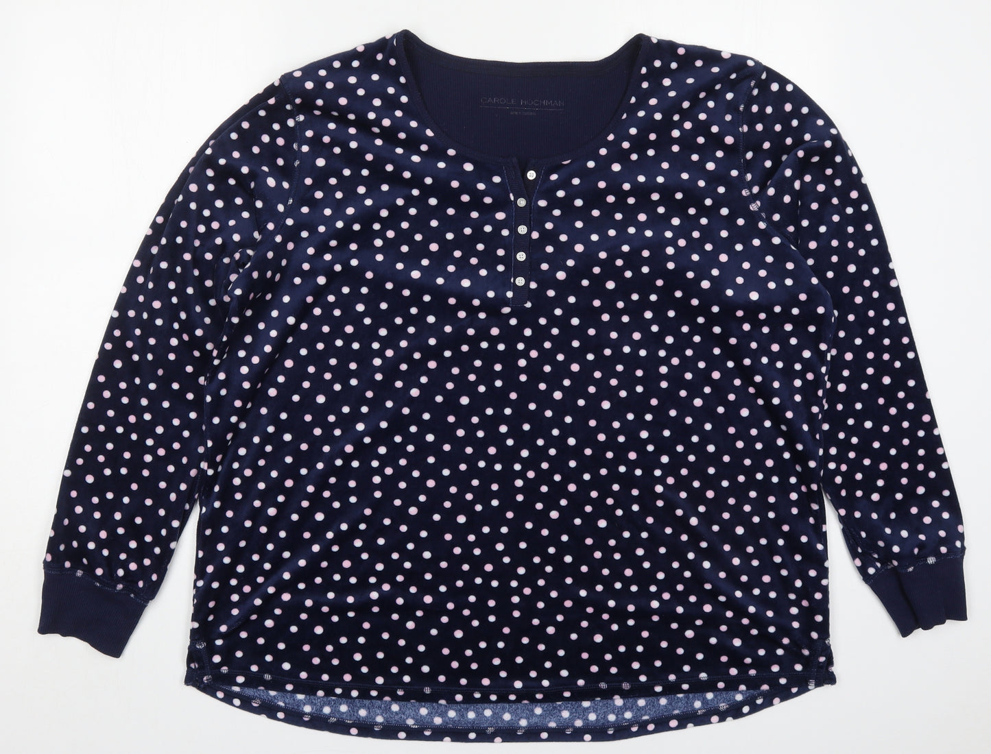 Preworn Womens Blue Polka Dot Polyester Top Pyjama Top Size XL