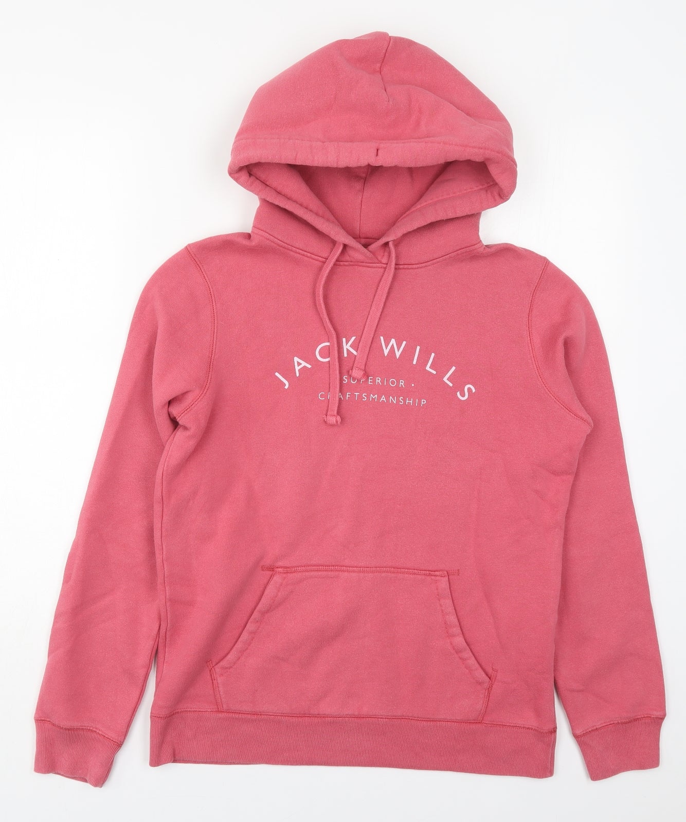 Jack Wills Womens Pink  Cotton Pullover Hoodie Size 10  Pullover
