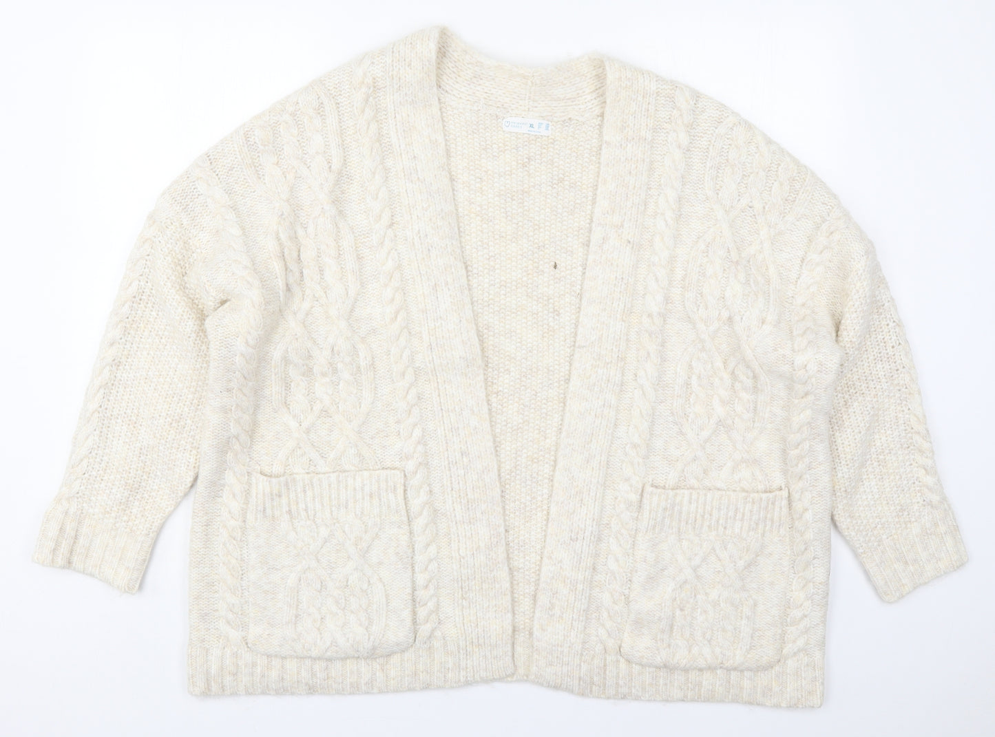 Primark Womens Beige V-Neck  Acrylic Cardigan Jumper Size 18