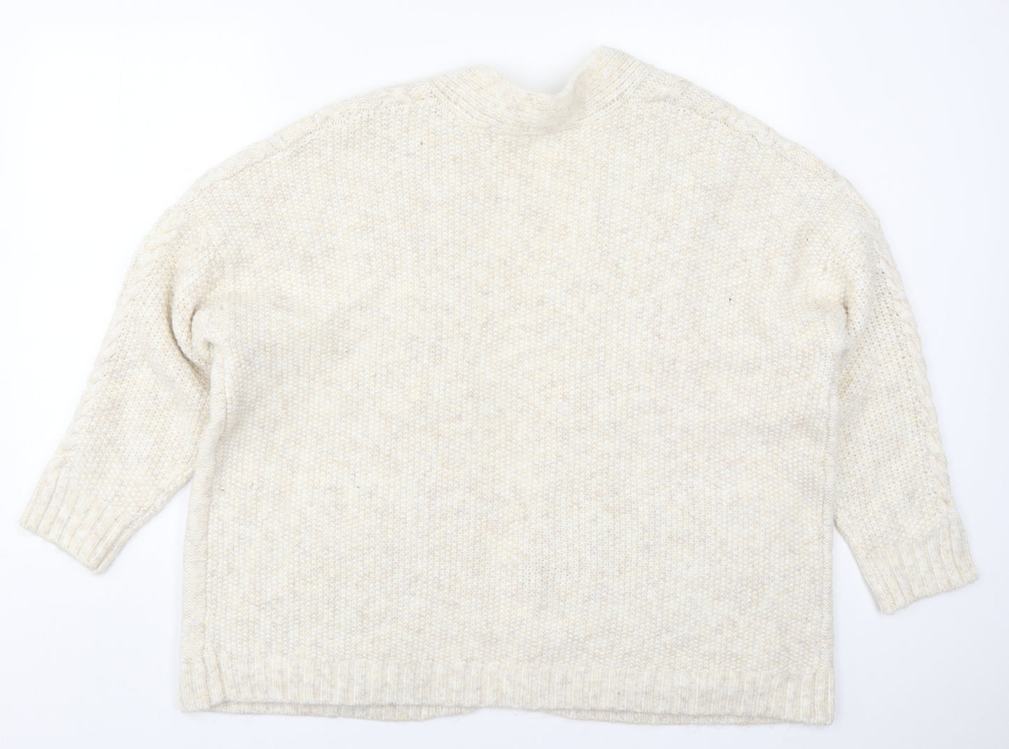 Primark Womens Beige V-Neck  Acrylic Cardigan Jumper Size 18