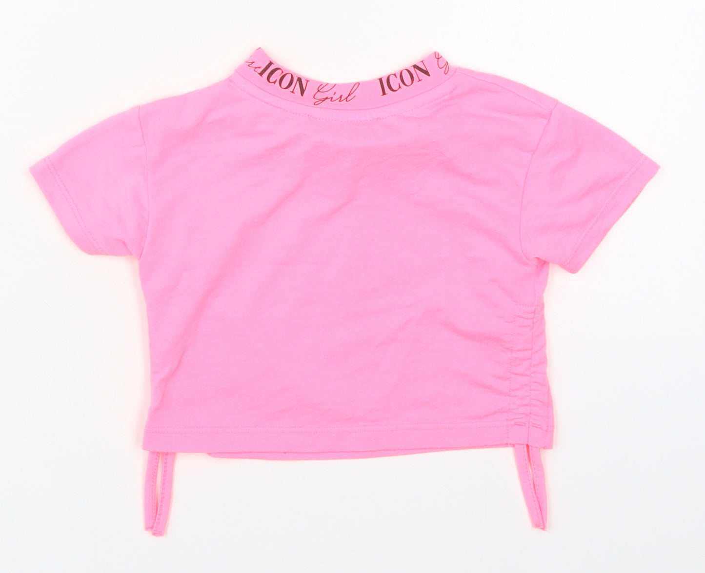 George Girls Pink  Polyester Basic T-Shirt Size 4-5 Years Crew Neck Pullover - Girl Icon Always On Trend