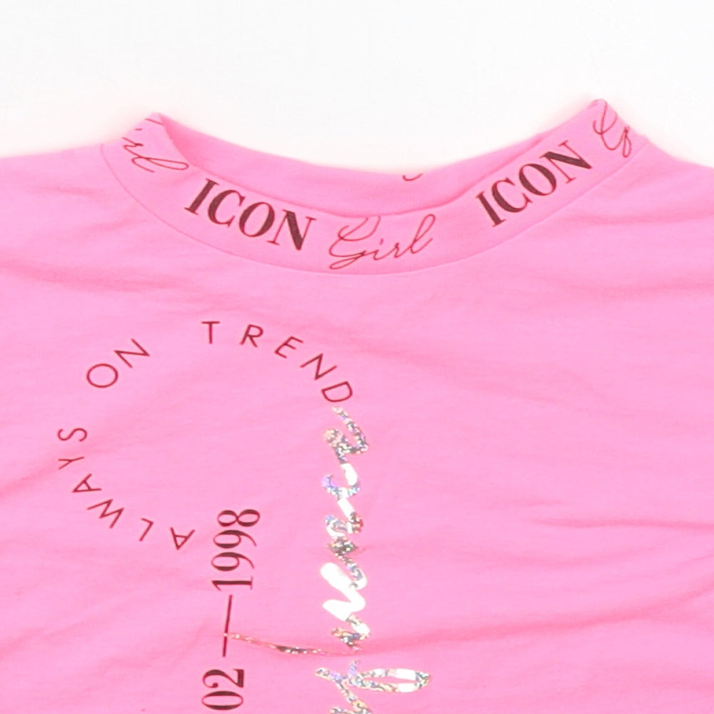 George Girls Pink  Polyester Basic T-Shirt Size 4-5 Years Crew Neck Pullover - Girl Icon Always On Trend