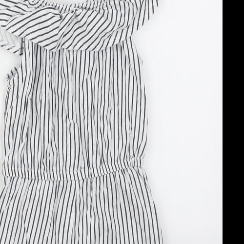 Dunnes Girls White Striped Cotton Playsuit One-Piece Size 6 Years  Pullover - Black and White