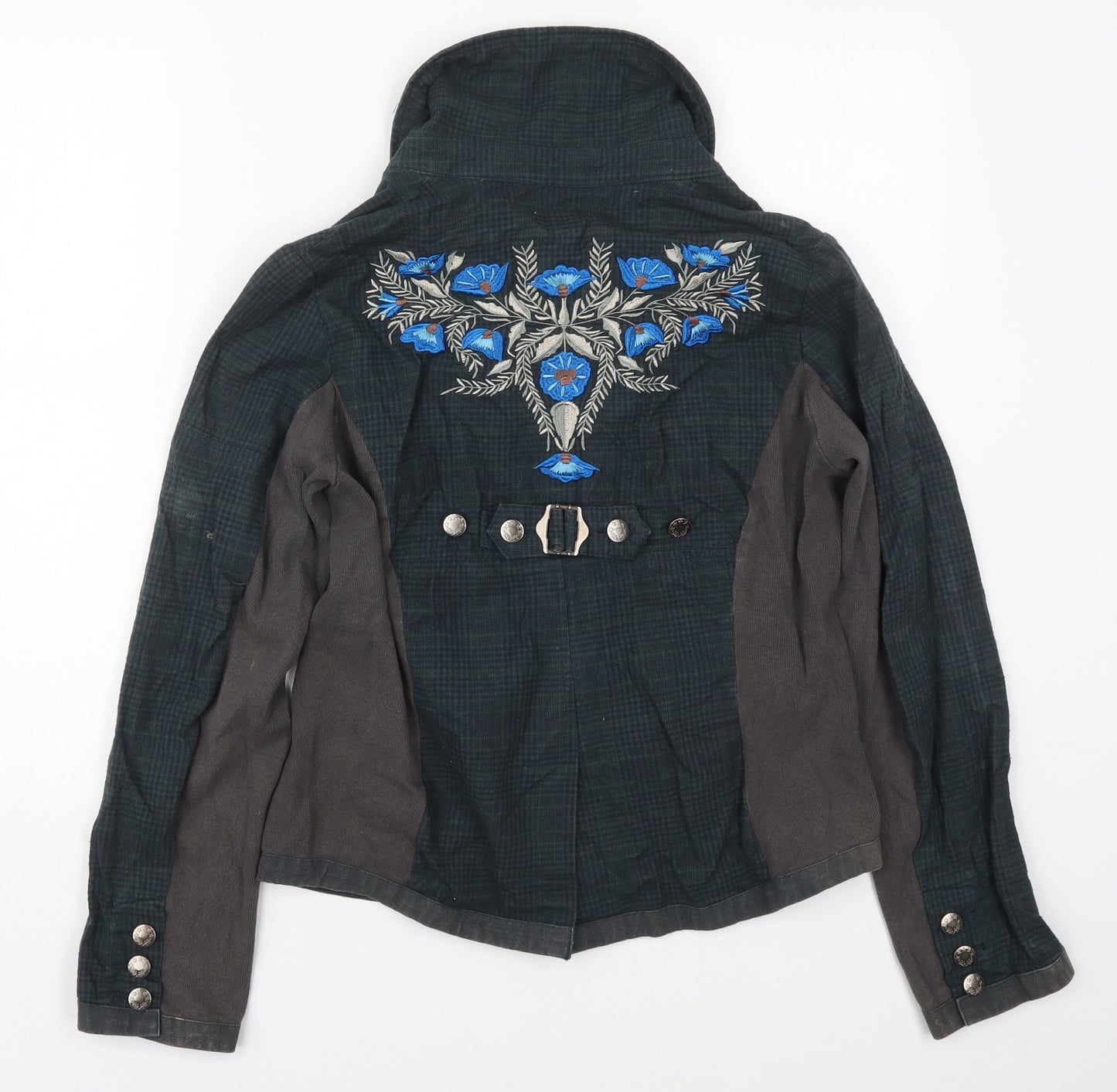 Chemistry Womens Blue Check  Jacket  Size 12  Button - Blue Flowers