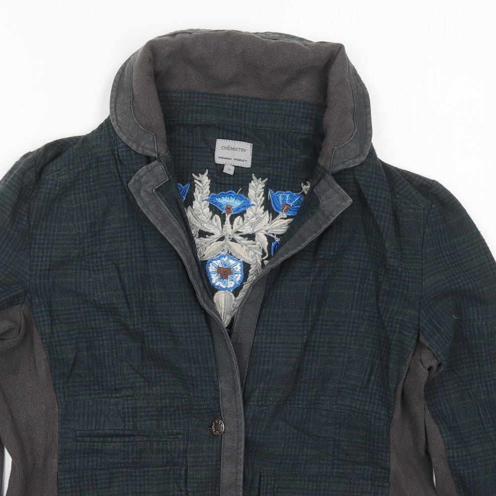 Chemistry Womens Blue Check  Jacket  Size 12  Button - Blue Flowers