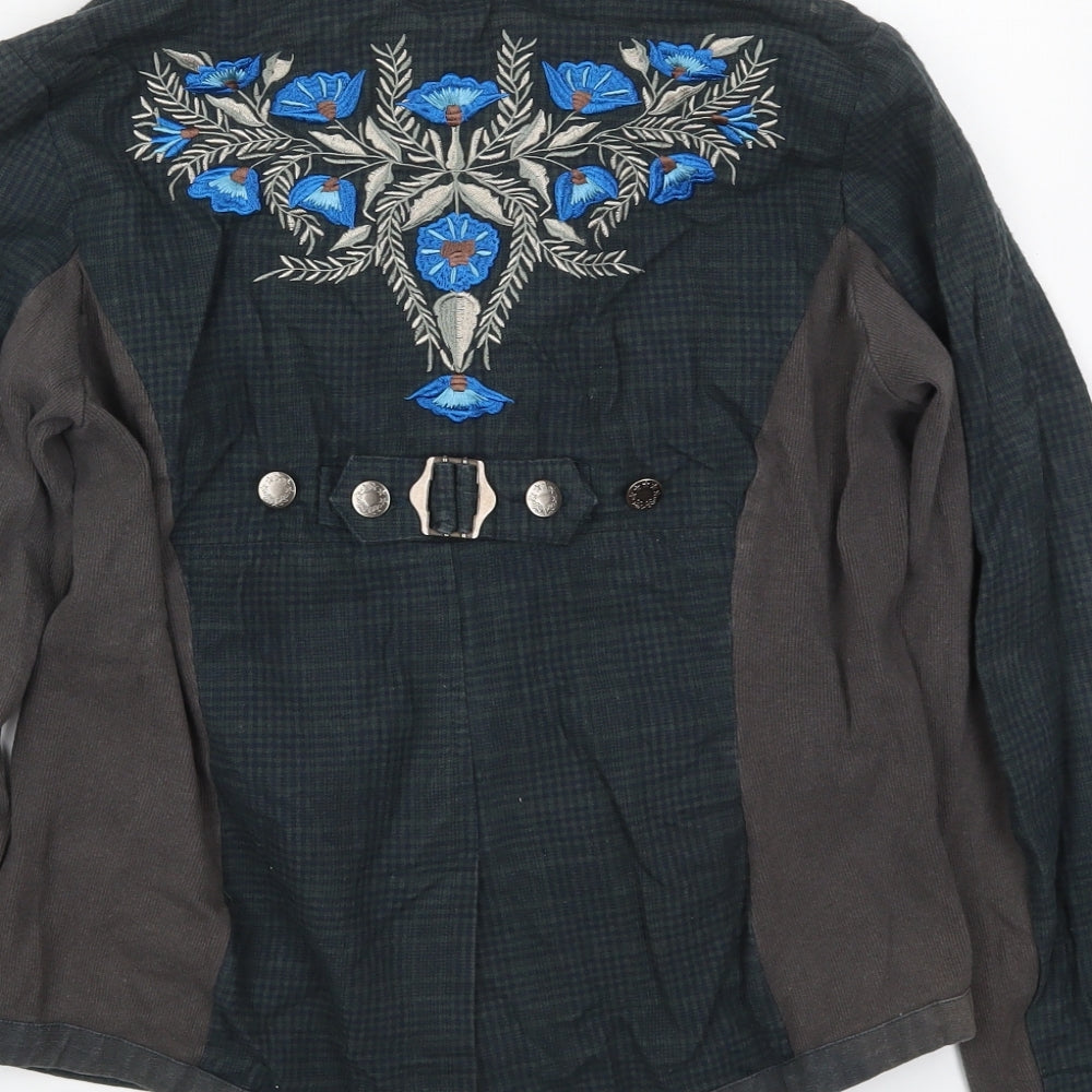 Chemistry Womens Blue Check  Jacket  Size 12  Button - Blue Flowers