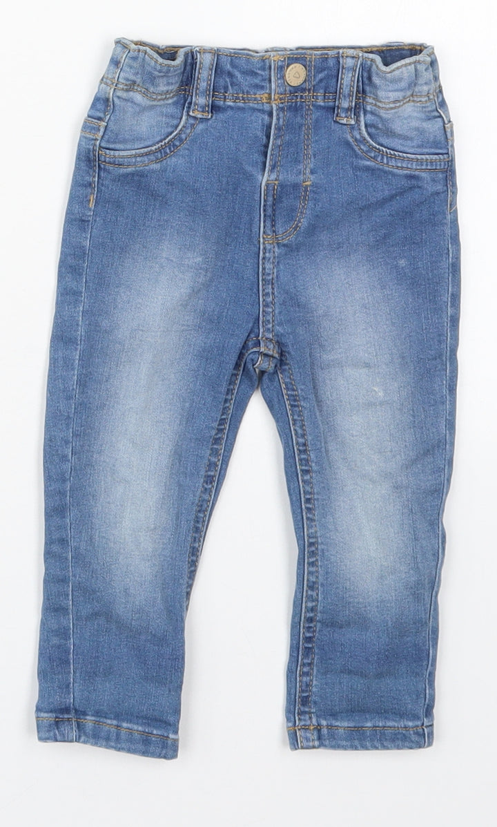 Mayoral Baby Blue  Cotton Capri Jeans Size 3-6 Months  Button