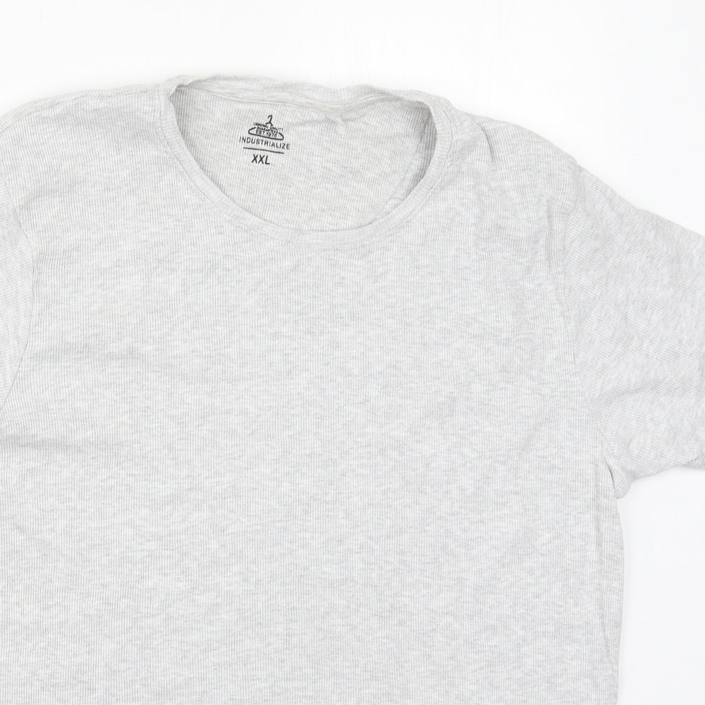 Industrialize Mens Grey  Cotton  T-Shirt Size 2XL Crew Neck
