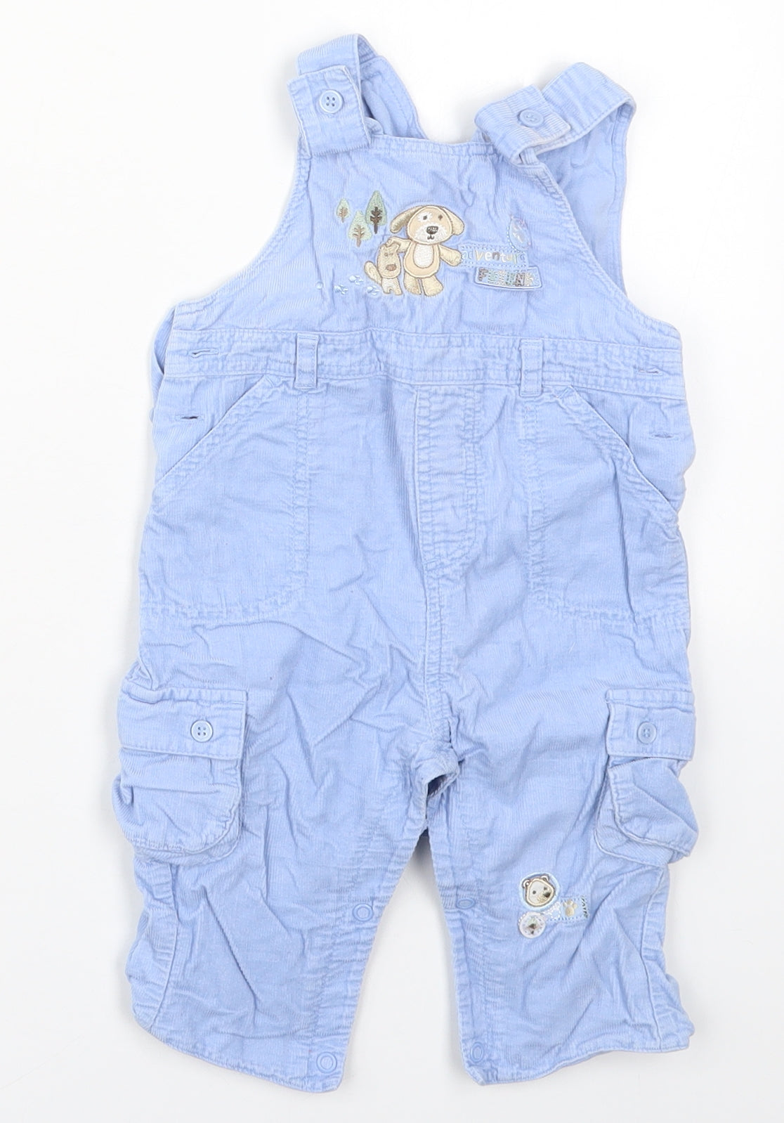 George Boys Blue  Cotton Dungaree One-Piece Size 3-6 Months  Button - Puppy