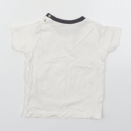 Nutmeg Boys White  Cotton Basic T-Shirt Size 12-18 Months Crew Neck Pullover - Super Hero Let's Go Make Some Noise