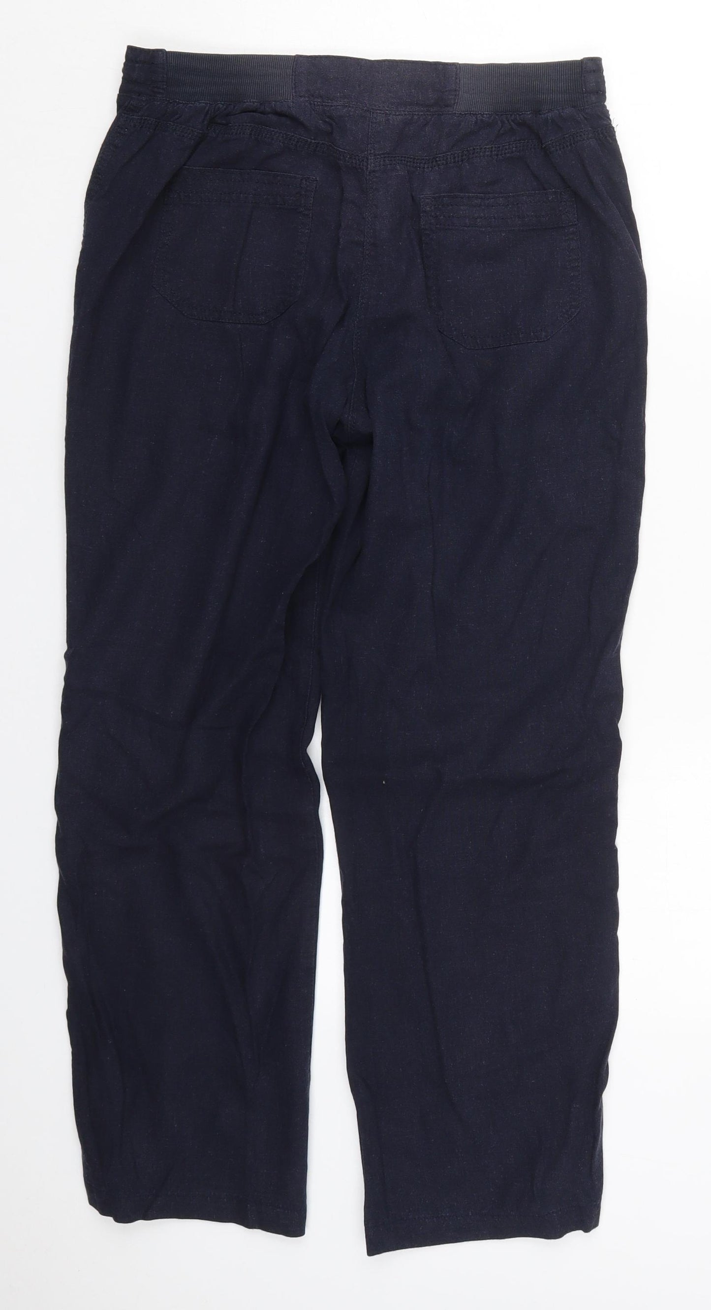 BHS Womens Blue  Linen Trousers  Size 10 L27 in Regular Button