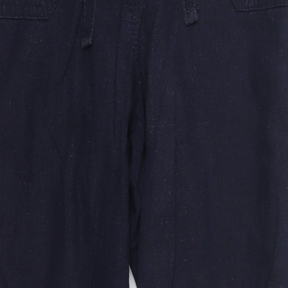BHS Womens Blue  Linen Trousers  Size 10 L27 in Regular Button